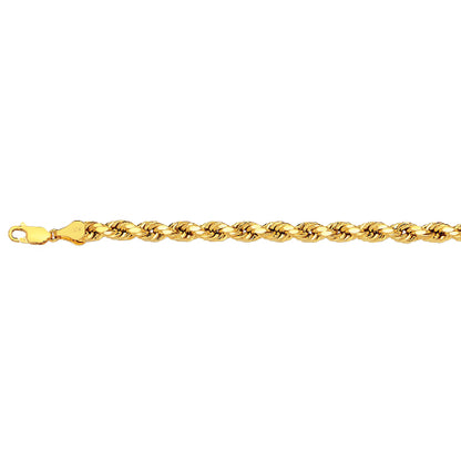10K Gold 3.3mm Hollow Rope Bracelet