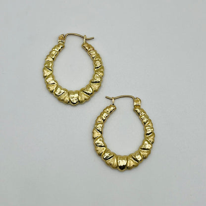 10 Karat Gold All Heart Oval Hoop Earrings