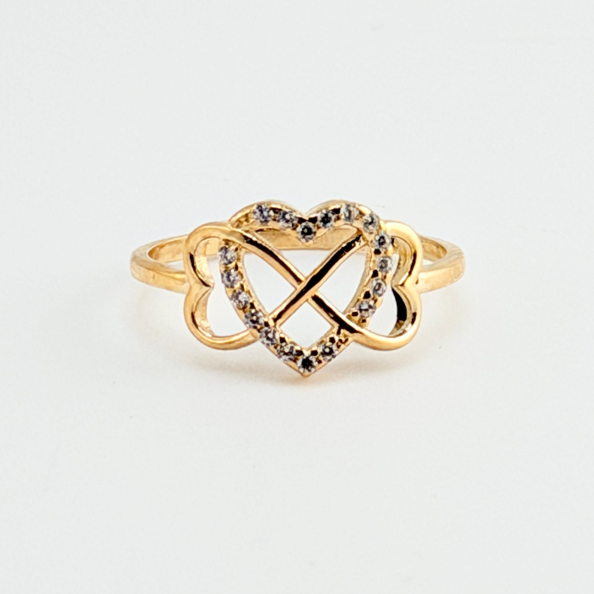 10K Gold CZ Heart Interlace Ring
