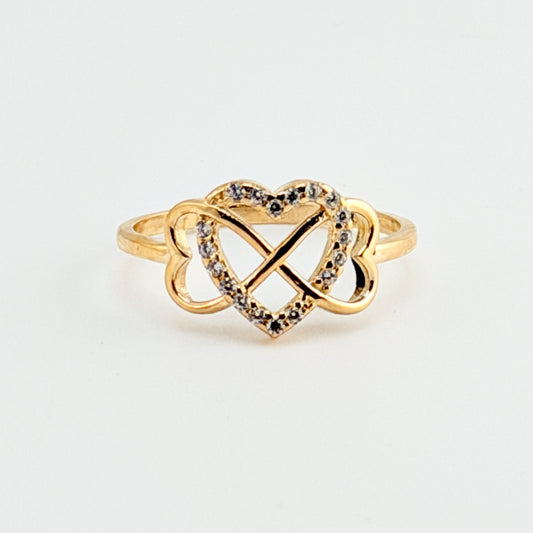 10K Gold CZ Heart Interlace Ring