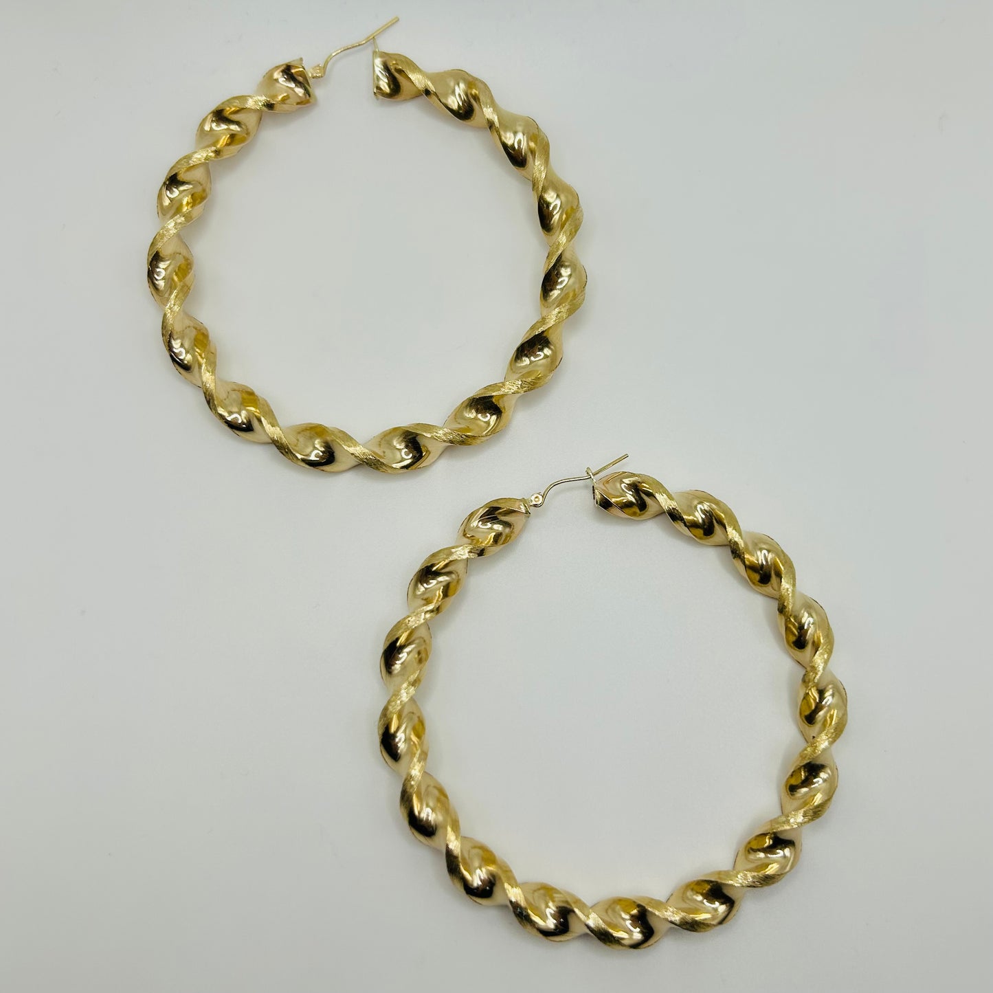 10 Karat Gold Chunky Twist Hoops 3"