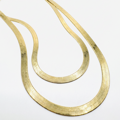 10k Gold Herringbone Chain Flat Lay Product Shot