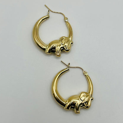 10 Karat Gold High Polish Elephant Hoops 