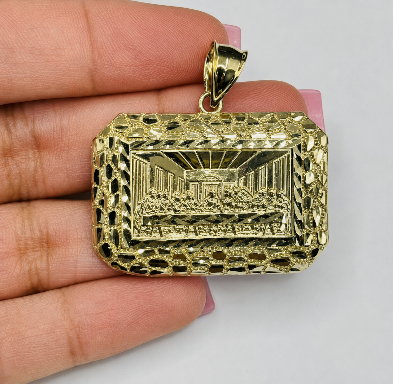 10K Gold Last Supper Nugget Pendant | Face Size: 36mm