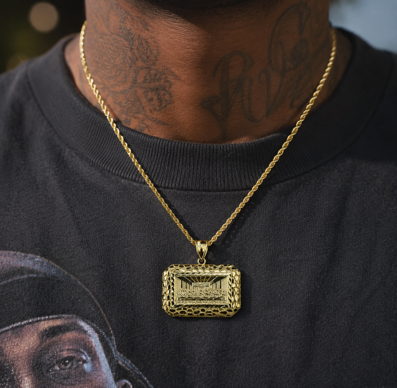 10K Gold Last Supper Nugget Pendant | Face Size: 36mm