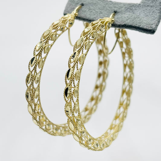 10 Karat Gold Turkish Hoop Earrings (Large, 1.6")