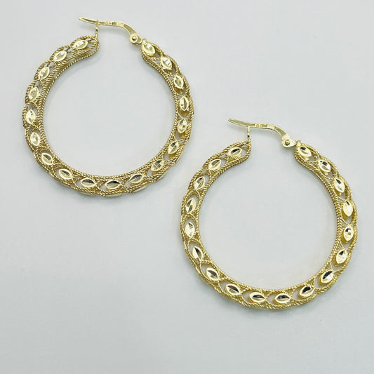 10 Karat Gold Turkish Hoop Earrings (Medium, 1.3")
