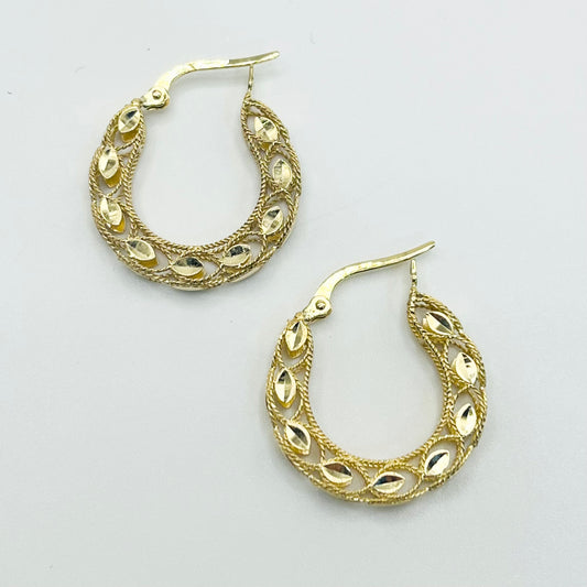 10 Karat Gold Turkish Hoop Earrings (small, 0.7")