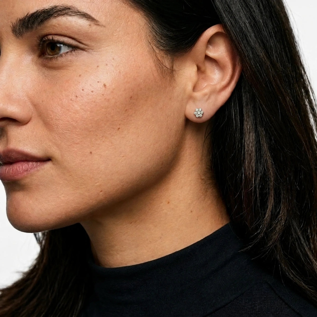 10K Gold CZ Flower Earrings