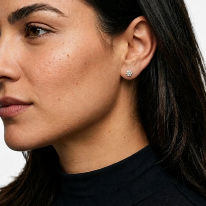 10K Gold CZ Flower Earrings