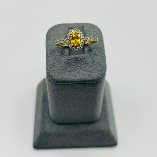 10k Golden Halo Cz Ring