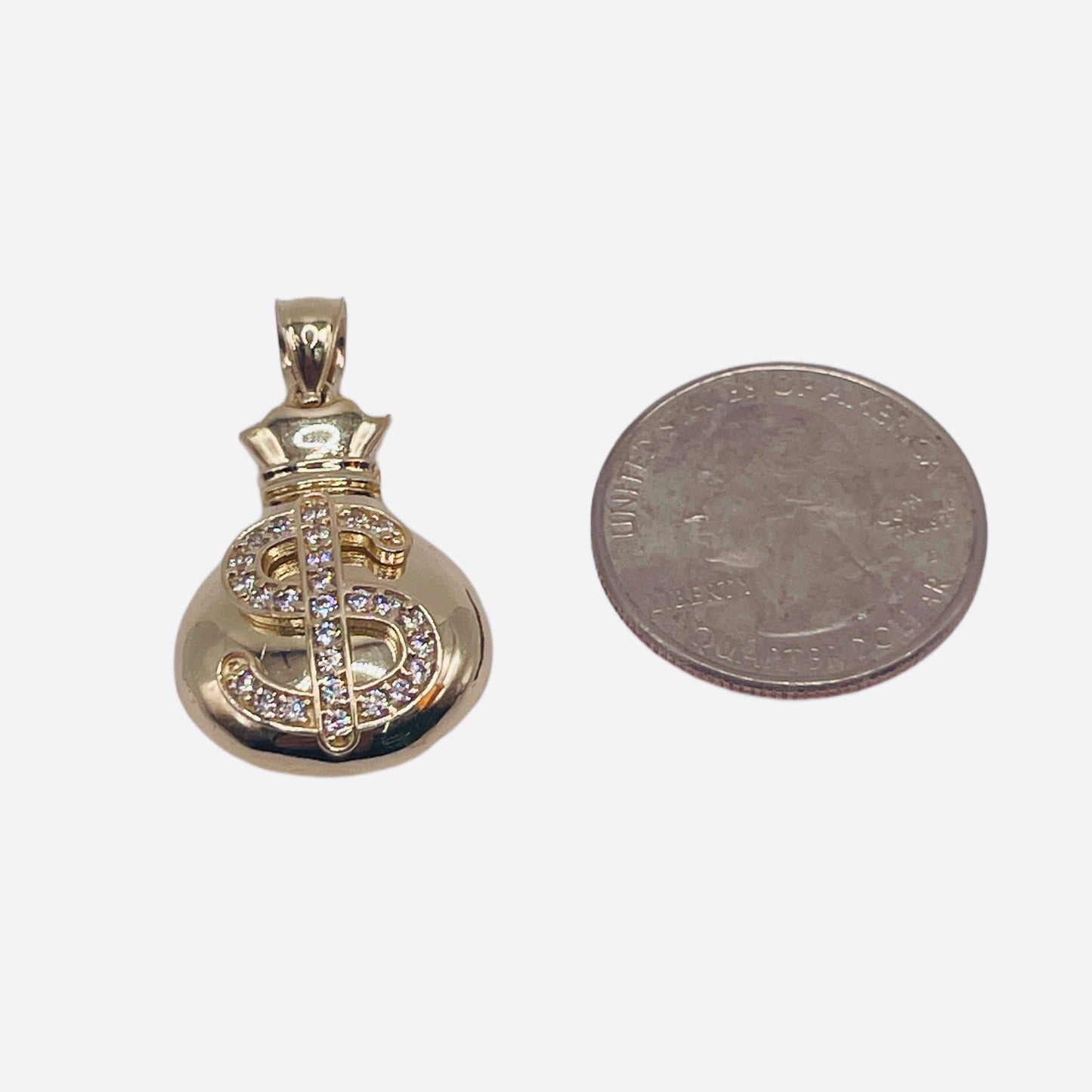 10K Gold Moneybag Charm with CZ's