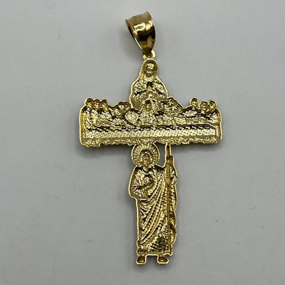 14K Gold Last Supper/Virgin Mary/San Judas Cross