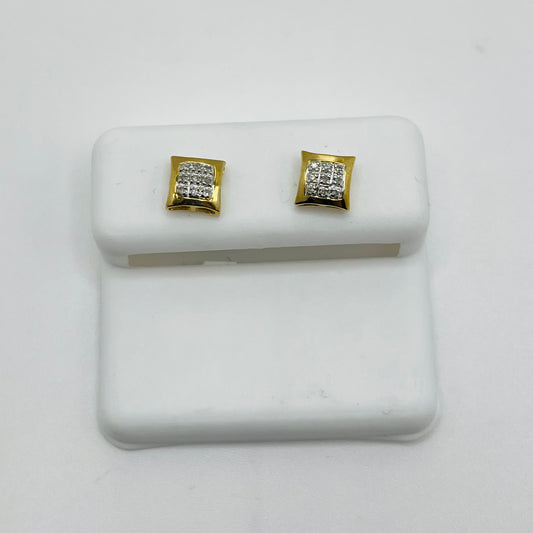 10k Gold Dome Diamond Kite Earrings (Screwback) 6.5mm