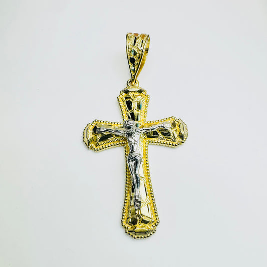 10k gold Nugget cross with White Gold Jesus