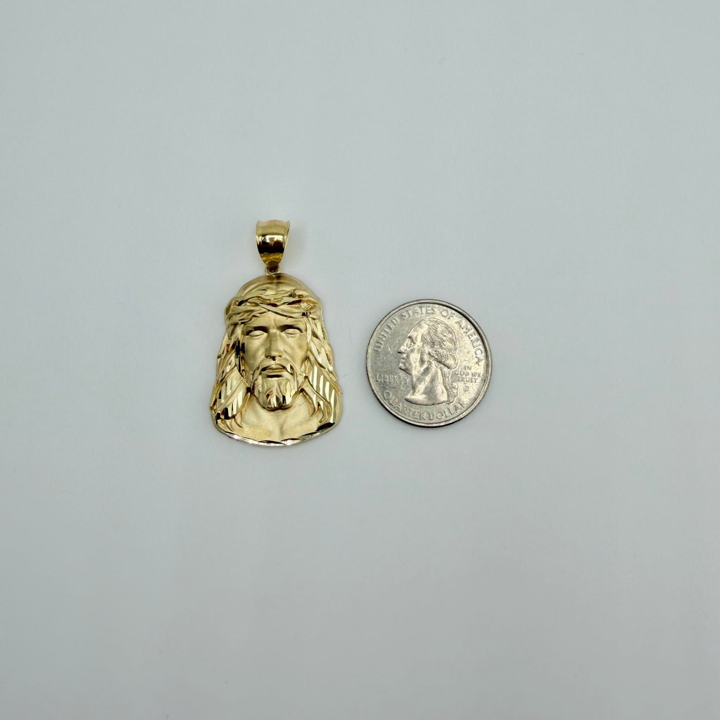 10k Gold Jesus Matte Pendant (L)