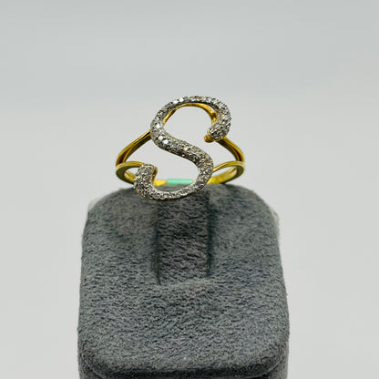 14k Gold Diamond Fancy Intial Ring