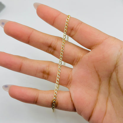 10k 2.5mm Diamond Cut Cuban Anklet