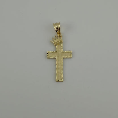 10K Gold Crowned Faith Cross Pendant | Face Size: 27mm