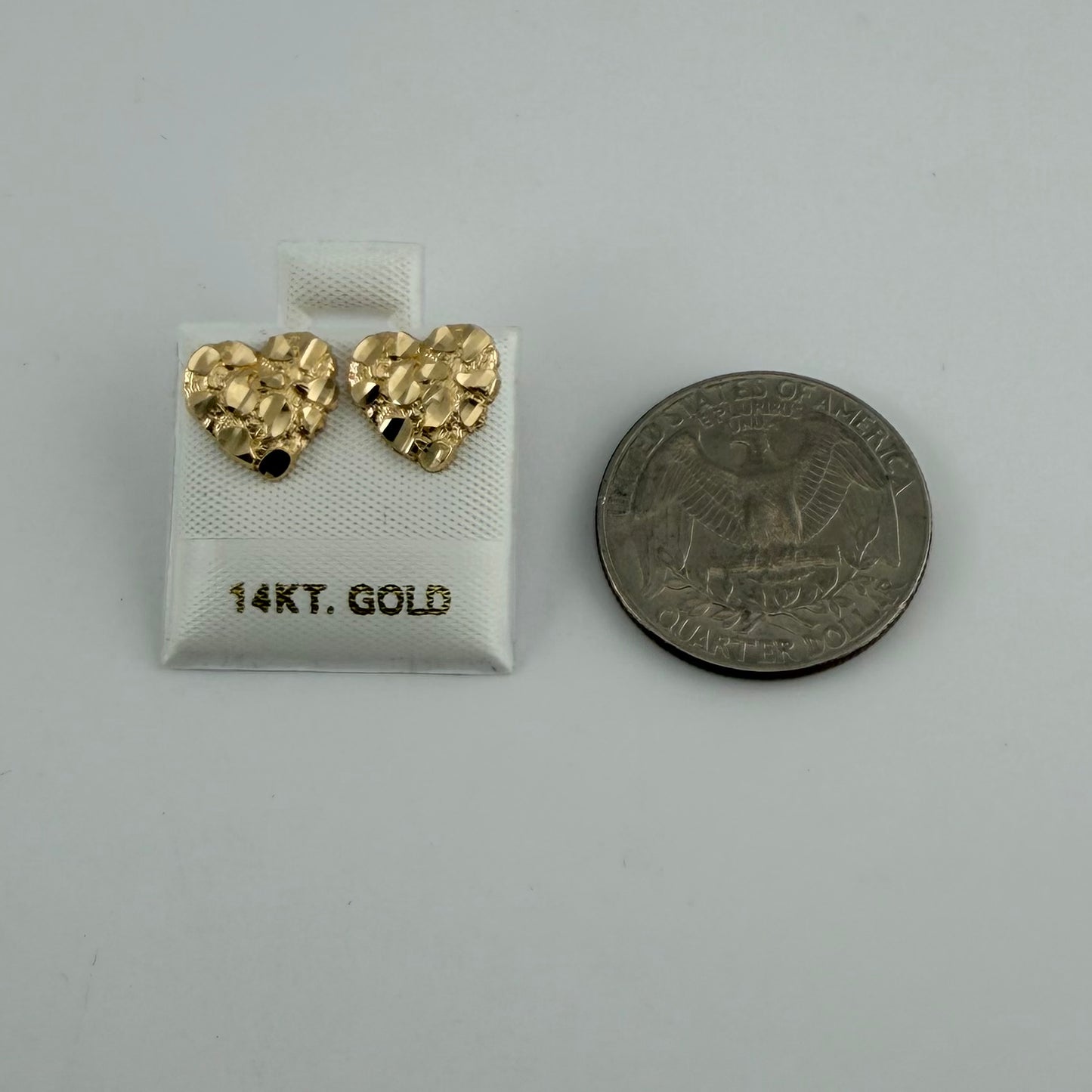 14K Gold Heart Nugget Earrings (~10mm)