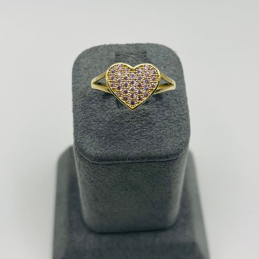 10K Gold Domed Pink Heart Ring (small)