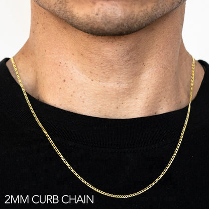 14K GOLD 2MM HOLLOW CUBAN CHAIN