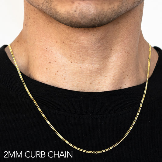14K GOLD 2MM HOLLOW CUBAN CHAIN