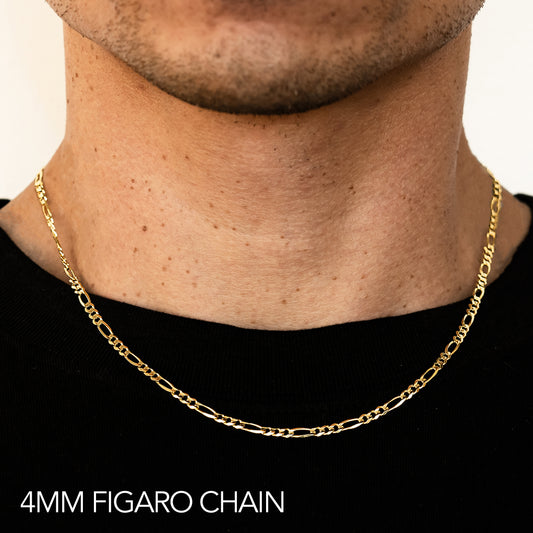 14K GOLD 4MM HOLLOW FIGARO CHAIN