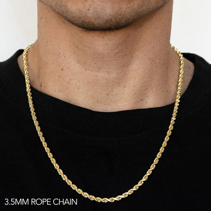 14K Gold Solid Rope Chain | Width: 3.5mm
