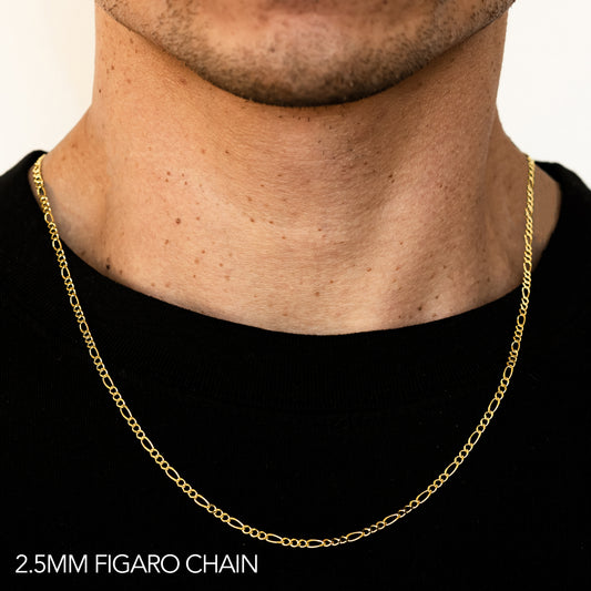 14K GOLD 2.5MM SOLID FIGARO CHAIN
