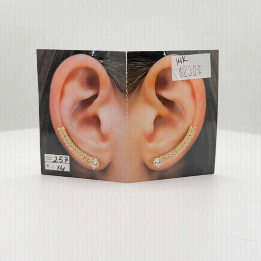 14k Gold Cz Shooting Star Ear Climber