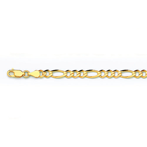 14K Gold Solid Figaro Bracelet 4.5mm