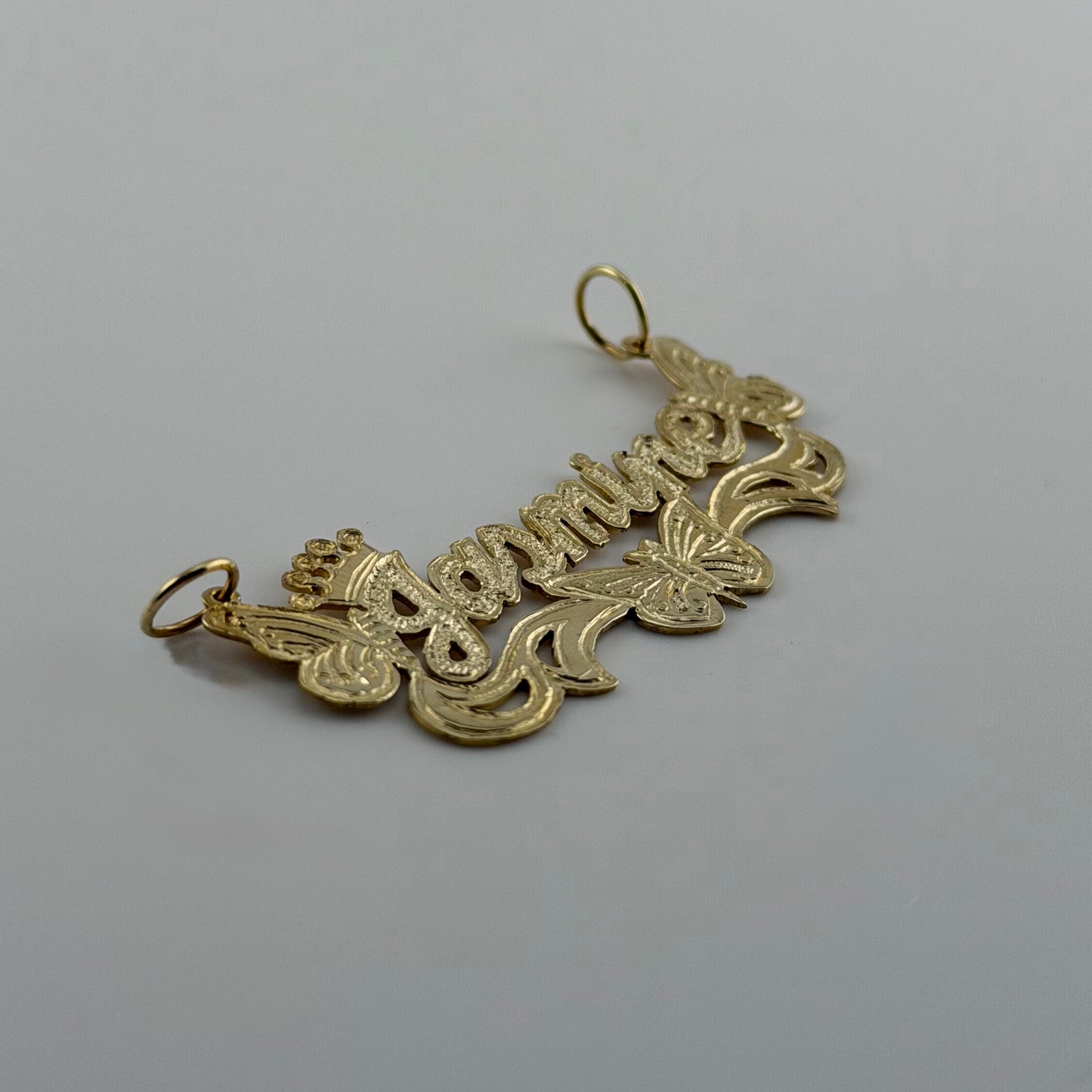 14K Gold Custom nameplate with Butterflies