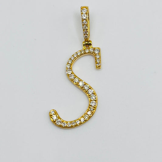 14 Karat Gold Diamond Initial Charm (Cursive Font)