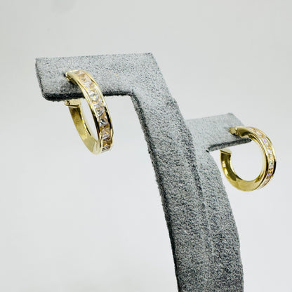14 K arat Gold Huggies with CZ (Thicker)