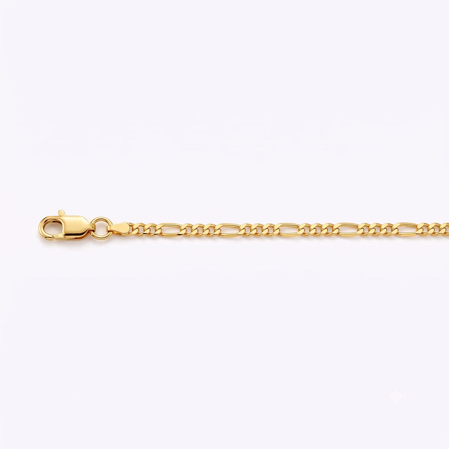 14k Gold Solid Figaro Bracelet 2.5mm