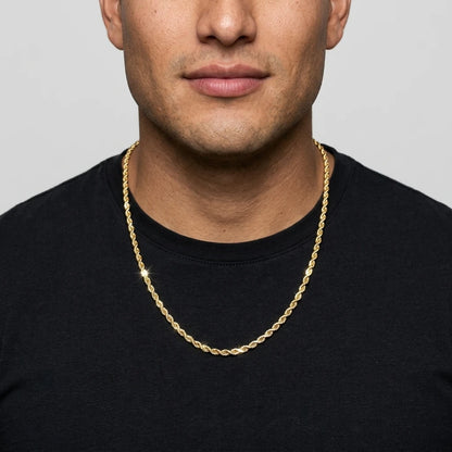 14K GOLD SOLID 3.5MM DC ROPE CHAIN