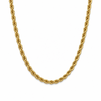 14K GOLD SOLID 3.5MM DC ROPE CHAIN