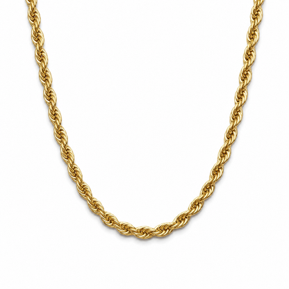 14K GOLD SOLID 4MM DC ROPE CHAIN