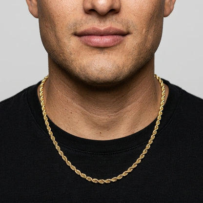 14K GOLD SOLID 5MM DC ROPE CHAIN