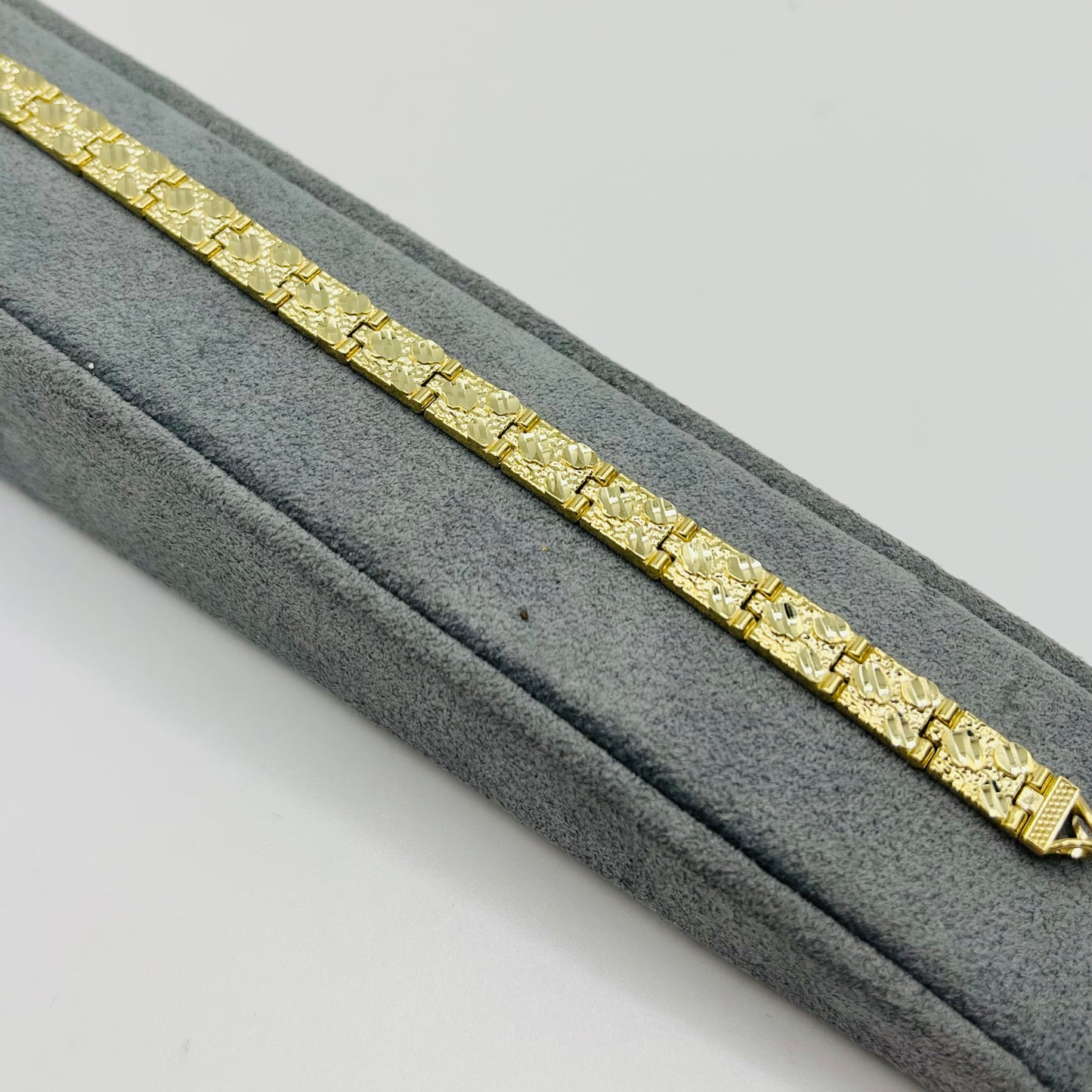 10K Gold Solid Nugget Bracelet 6mm