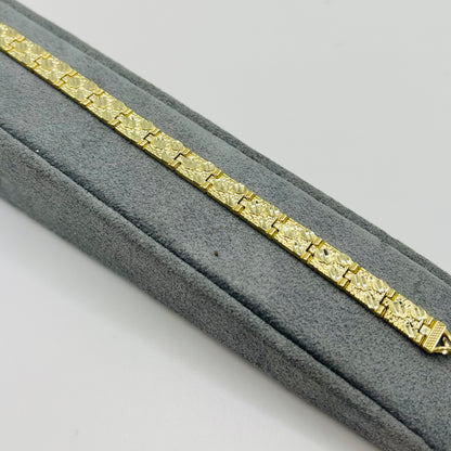 10K Gold Solid Nugget Bracelet | Width: 6mm