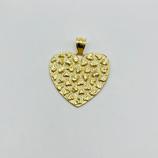 10k Gold XL Nugget Heart Charm