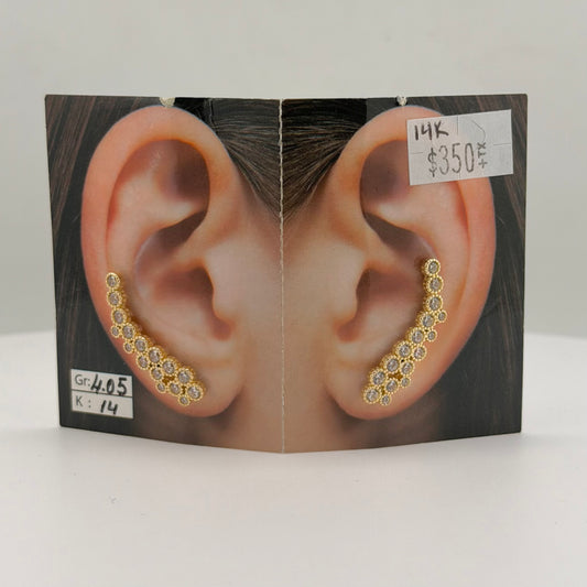 14k Gold Cz Cluster Ear Climbers