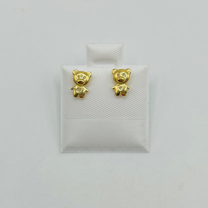 10k Gold Teddy Bear Earrings (Screwback)