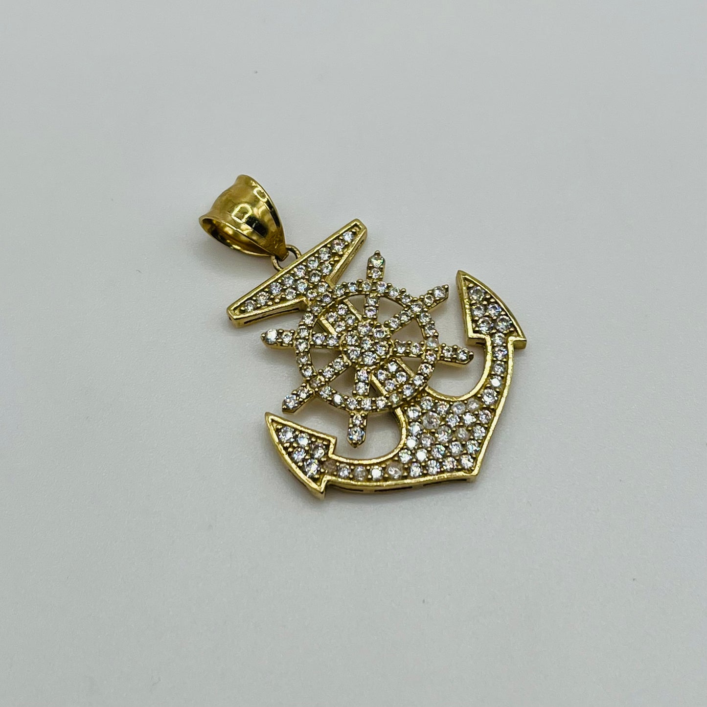 10k Gold Cz Anchor Charm