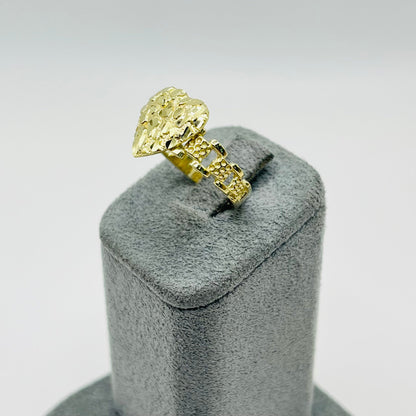 10K Gold RX Nugget Heart Ring | Face Size: Medium