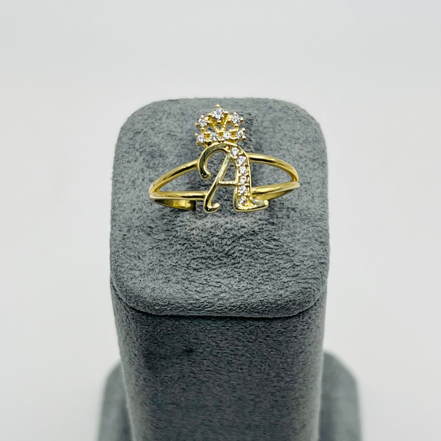 10K Gold Initial Ring with Crown