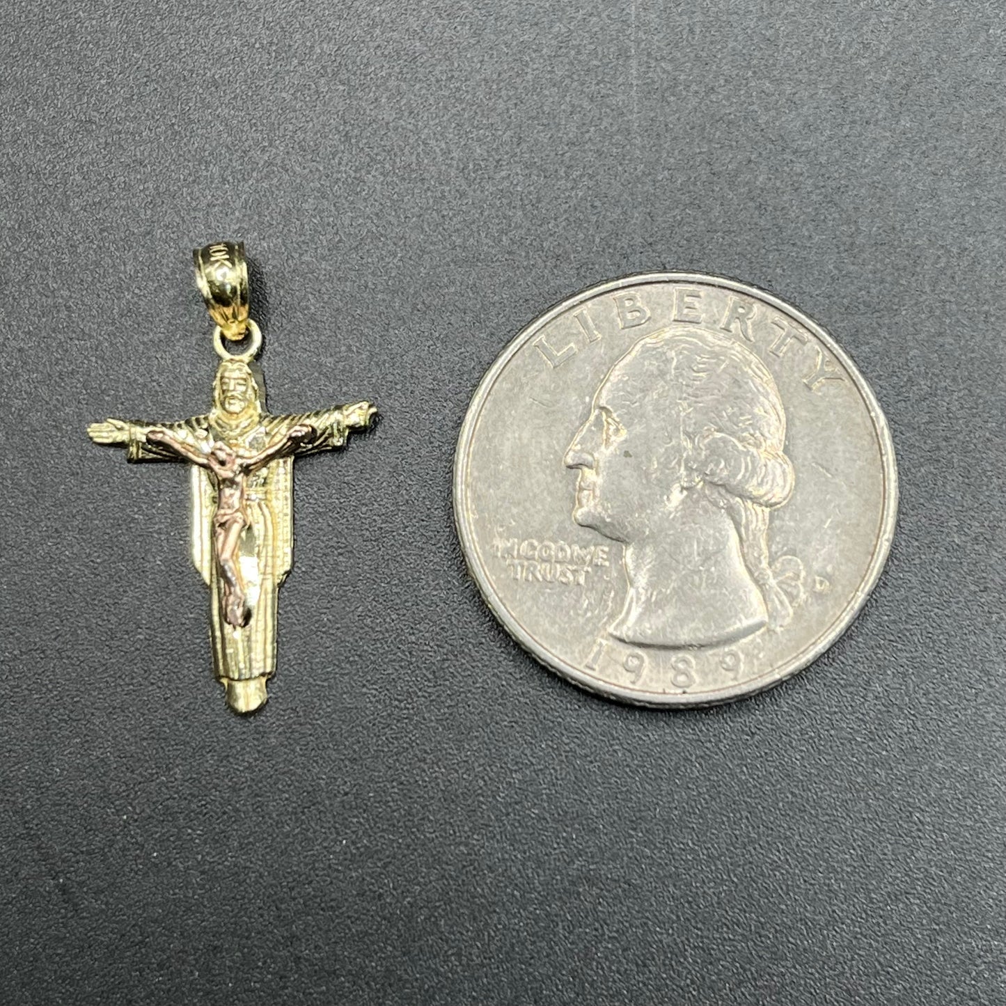 10K Rose Gold Jesus on Gold Cross Charm