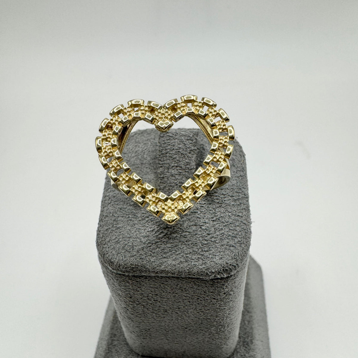 10K Gold RX Heart Ring | Face Size: 20mm